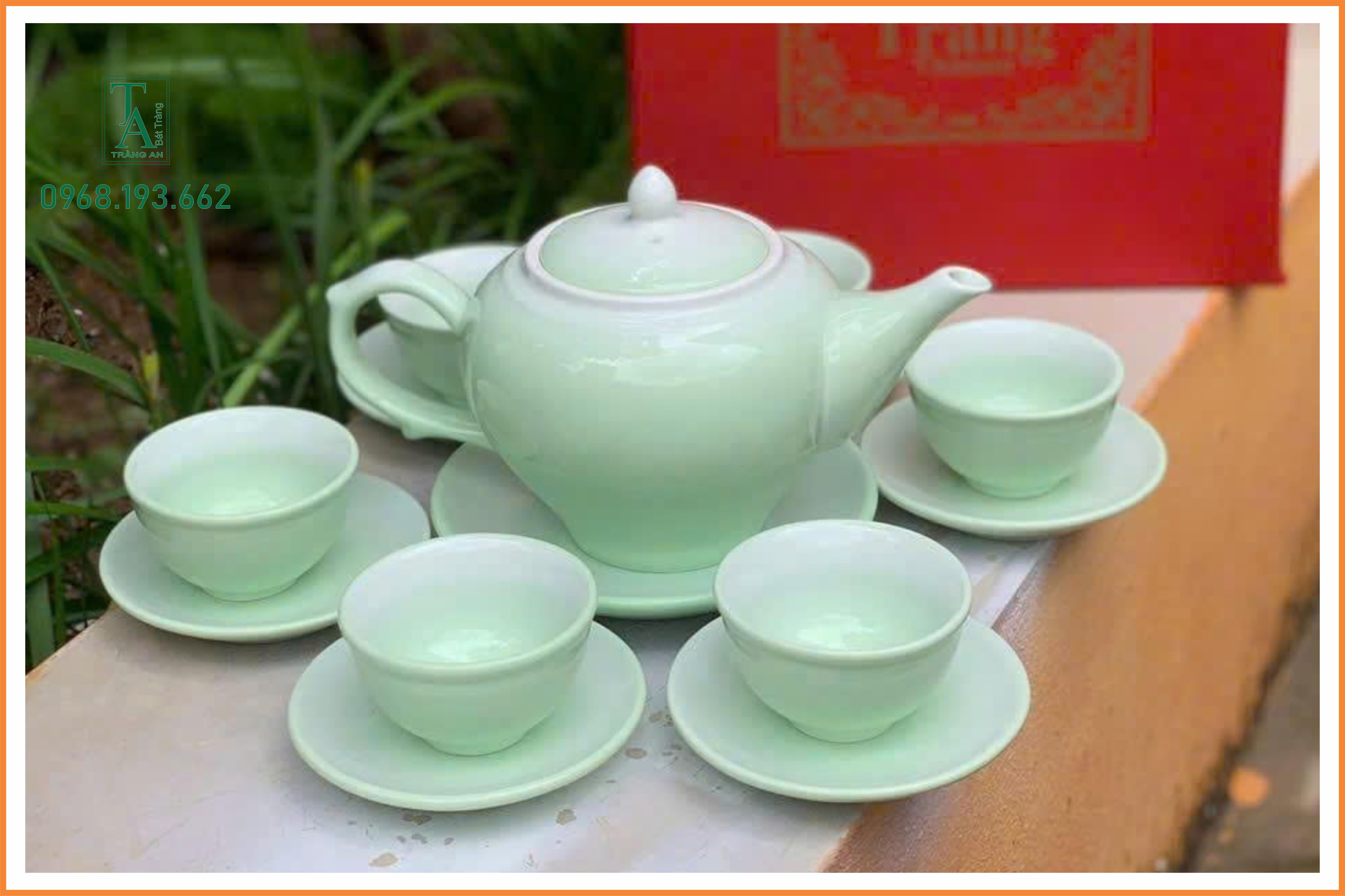 bộ trà bát tràng cao cấp men xanh ngọc